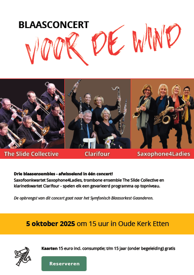 e-flyer blaasconcert Voor de Wind